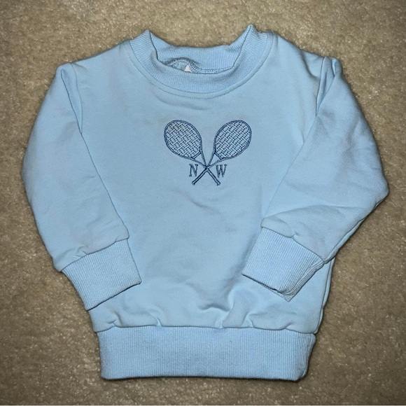 Monogram NW light blue sweatshirt- tennis crewneck- kids - Picture 1 of 2